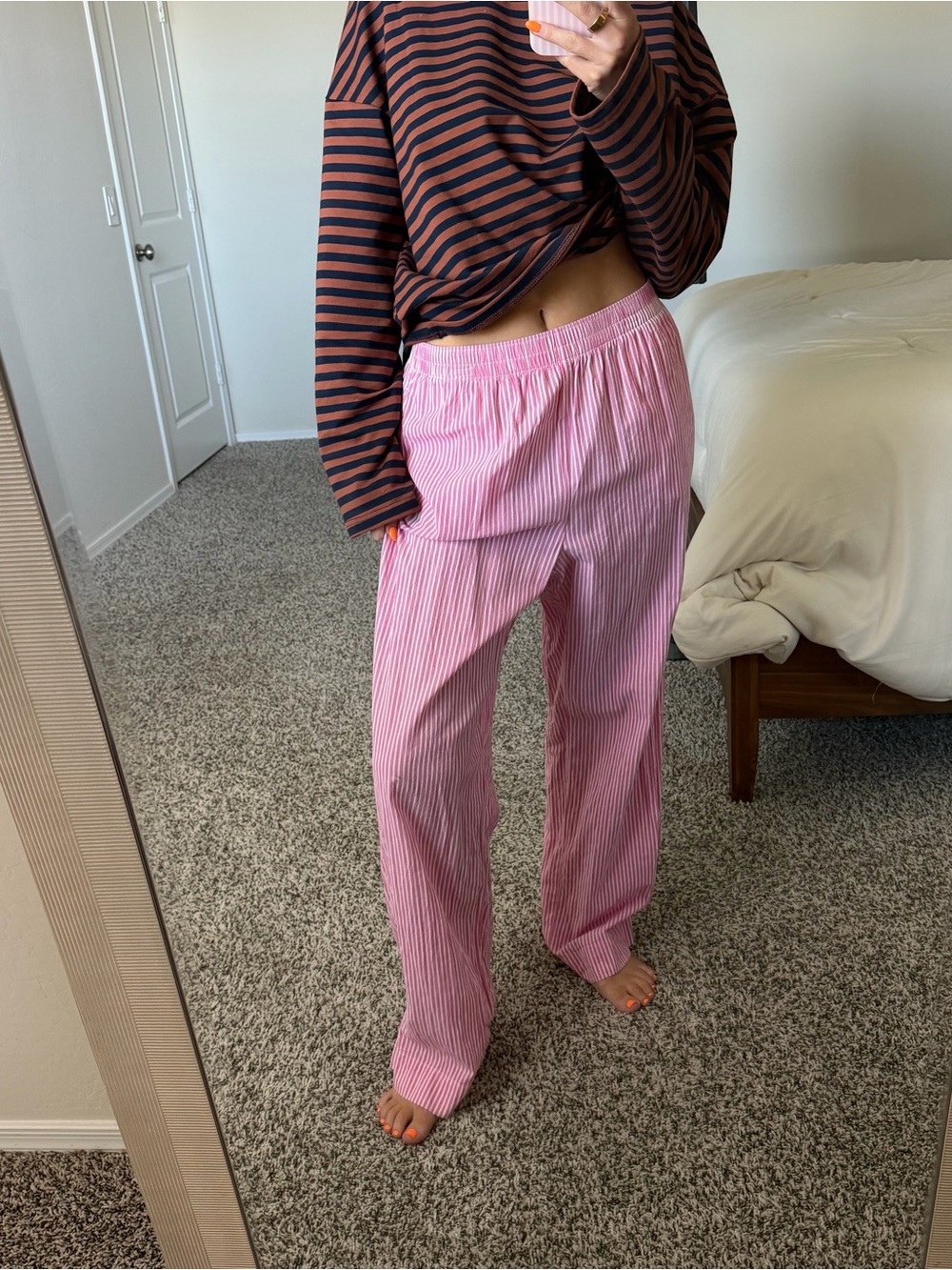 Old Navy pink striped boxer pants